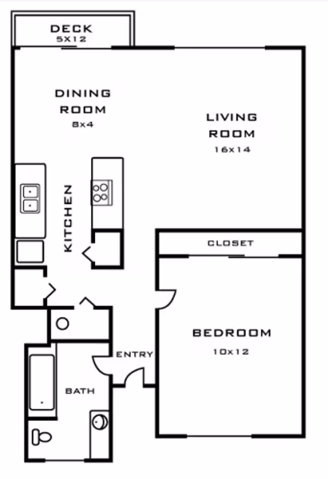 1x1 Renovated B 210 floor plan